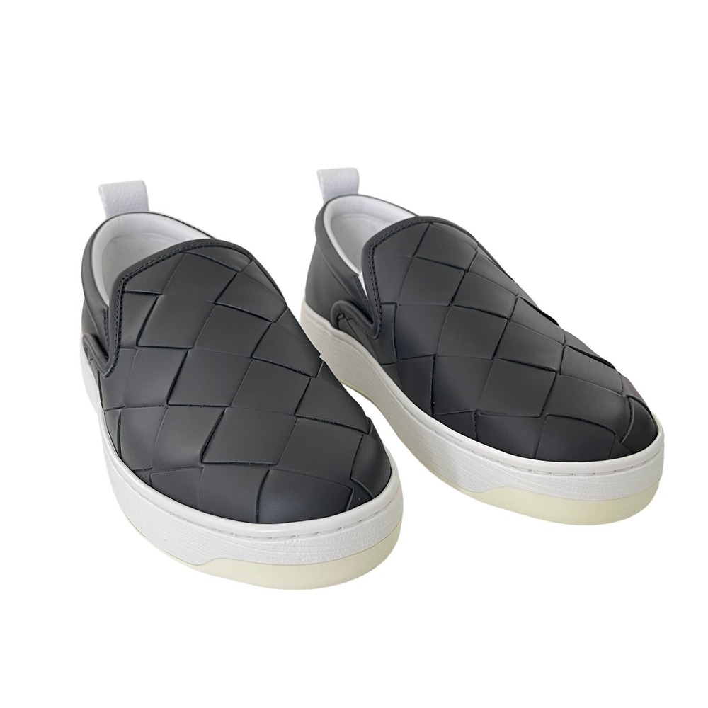 Bottega Veneta 578303 Women's Ardoise Leather intrecciato Loafers shoes, 38